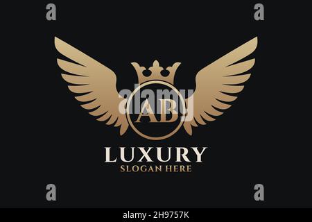Luxus Royal Flügel Buchstabe ab Wappen Gold Farbe Logo Vektor, Victory Logo, Wappen Logo, Flügel Logo, Vektor-Logo . Stock Vektor