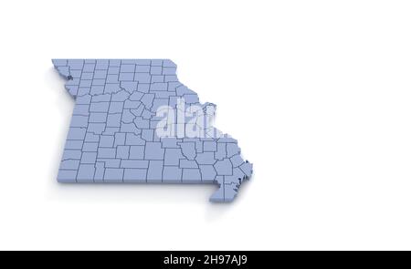 Missouri State Map 3D. State 3D Rendering in den USA. Stockfoto