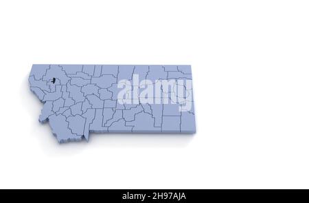 Montana State Map 3D. State 3D Rendering in den USA. Stockfoto