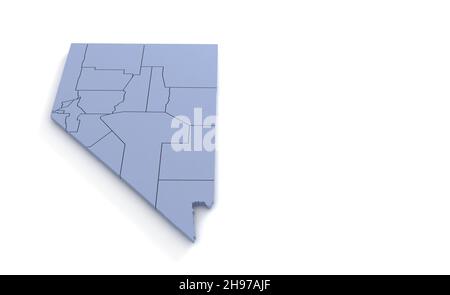 Nevada State Map 3D. State 3D Rendering in den USA. Stockfoto