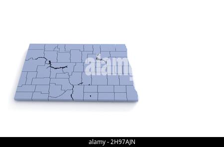 North Dakota State Map 3D. State 3D Rendering in den USA. Stockfoto