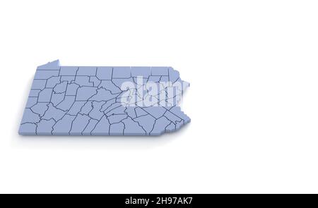 Pennsylvania State Map 3D. State 3D Rendering in den USA. Stockfoto