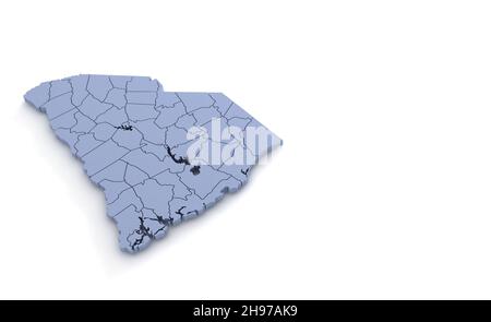 South Carolina State Map 3D. State 3D Rendering in den USA. Stockfoto