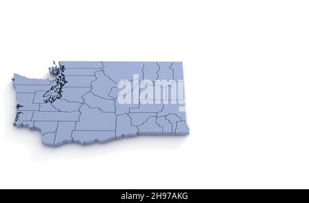Washington State Map 3D. State 3D Rendering in den USA. Stockfoto