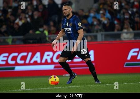 Rom, Italien. 4th Dez 2021. Rom, Italien Dezember 4 2021.Danilo D'Ambrosio (Inter) in Aktion während der Serie Ein Spiel zwischen AS Roma und dem FC Internazionale im Stadio Olimpico. (Bild: © Giuseppe Fama/Pacific Press via ZUMA Press Wire) Stockfoto