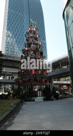 Shopping Mall Sukhumvit Road Weihnachtsgrüße Weihnachtsdekorationen Bangkok Thailand Stockfoto