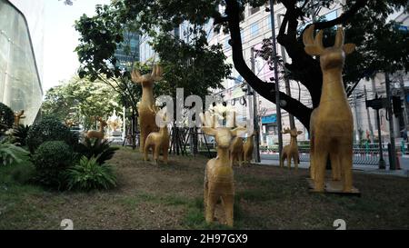 Shopping Mall Sukhumvit Road Weihnachtsgrüße Rentier Weihnachtsdekorationen Bangkok Thailand Stockfoto