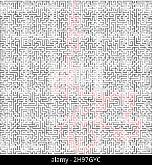 Vektor Labyrinth Hintergrund, komplizierte Labyrinth Illustration isoliert auf weißem Hintergrund Stock Vektor