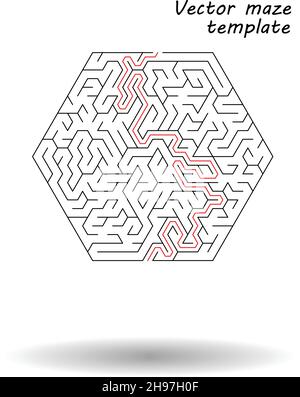 Maze Vektor-Illustration isoliert auf weißem Hintergrund, konzeptionelle Logo-Vorlage, Design-Elemente. Labyrinth Vektor-Logos und abstrakte Hintergründe id Stock Vektor