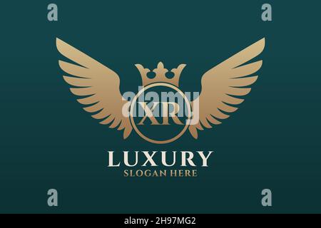 Luxus königlicher Flügel Buchstabe XR Wappen Goldfarbe Logo Vektor, Victory Logo, Wappen Logo, Flügel Logo, Vektor-Logo . Stock Vektor