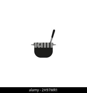Vektorsymbol für Topf und Pfannen mit Deckel zum Kochen und Servieren von Speisen Stock Vektor