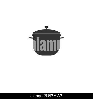 Pot-Vektorsymbol mit Deckel zum Kochen und Servieren von Speisen Stock Vektor