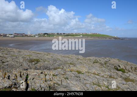 Blick auf Nells Point über Whitmore Bay auf Barry Island in Südwales, Großbritannien Stockfoto