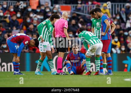 Gavi vom FC Barcelona während des Fußballspiels der spanischen Meisterschaft La Liga zwischen dem FC Barcelona und Real Betis Balompie am 4. Dezember 2021 im Camp Nou Stadion in Barcelona, Spanien - Foto: Xavier Bonilla/DPPI/LiveMedia Stockfoto