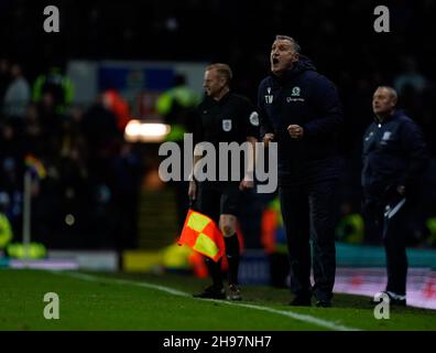 Tony Mowbray, Manager von Blackburn Rovers, ruft Anweisungen. Bild von Steve Flynn/AHPIX.com, Fußball: SkyBet Championship Match Blackburn Rovers -V- Stockfoto