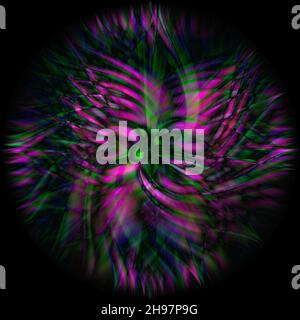 Eine 3D-Darstellung eines abstrakten, hellen, bunten Spiralhintergrunds Stockfoto