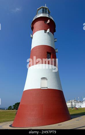 Der Turm von Smeaton auf der Hoe in Plymouth war ursprünglich der obere Teil des dritten Leuchtturms von Eddystone. Plymouth, Großbritannien Stockfoto