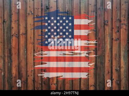 USA-Flagge, Grunge, auf Holzhintergrund Illustration Stockfoto