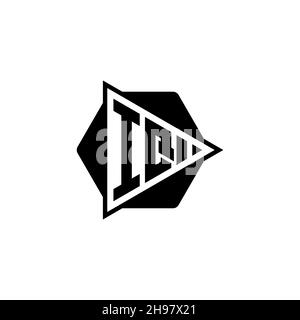 IQ Monogram-Logo-Buchstabe mit dreieckiger Play-Button-Form sechseckig abgerundet. Dreieck Kreis Monogramm Logo, Dreieck Schild Logo Buchstabe. Stock Vektor