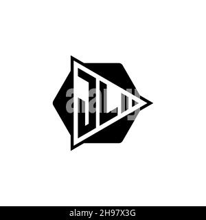 JL Monogram-Logo-Buchstabe mit dreieckiger Play-Button-Form sechseckig abgerundet. Dreieck Kreis Monogramm Logo, Dreieck Schild Logo Buchstabe. Stock Vektor