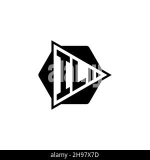 IL Monogram-Logo-Buchstabe mit dreieckiger Spielknopfform sechseckig abgerundet. Dreieck Kreis Monogramm Logo, Dreieck Schild Logo Buchstabe. Stock Vektor
