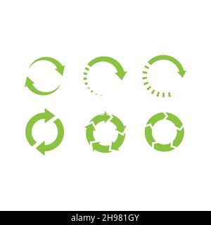 Symbolsatz für wiederverwertbare Pfeilkreissymbole. Schleifen Sie Pfeile, recyceln und wiederverwenden Symbol. Stock Vektor