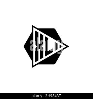 XL Monogram Logo Buchstabe mit Dreieck Play Button Form sechseckig gerundet. Dreieck Kreis Monogramm Logo, Dreieck Schild Logo Buchstabe. Stock Vektor