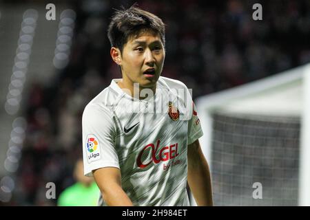 Kang-in Lee von Mallorca während der spanischen Meisterschaft La Liga Fußballspiel zwischen Atletico de Madrid und RCD Mallorca am 4. Dezember 2021 im Wanda Metropolitano Stadion in Madrid, Spanien - Foto: IRH/DPPI/LiveMedia Stockfoto