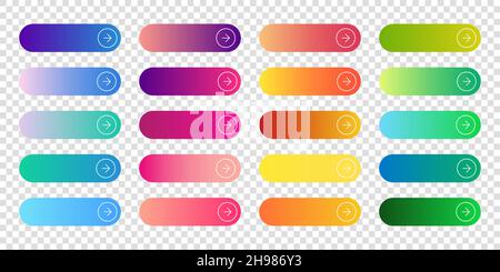 Web-Gradienten-Schaltflächen. Farblich abgerundete Knopfkollektion. Vektorset Stock Vektor