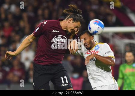 Salerno, Italien. 31st Oktober 2021. Salerno, Italien 31 Ottobre 2021 Mailand Djuri? E Juan Jesus während des spielesdas Spiel der Serie A zwischen US Salernitana 1919 und SSC Napoli im Stadio Arechi 0-1 (Bildquelle: © Agostino Gemito/Pacific Press via ZUMA Press Wire) Stockfoto