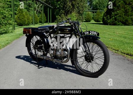 1927 AJS Big Port Motorrad. Stockfoto