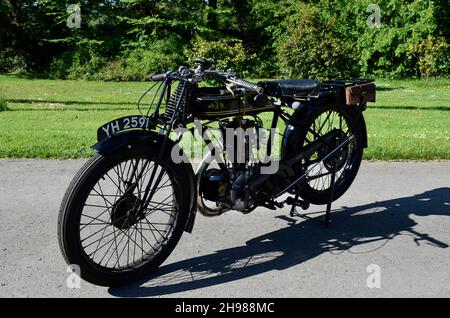 1927 AJS Big Port Motorrad. Stockfoto