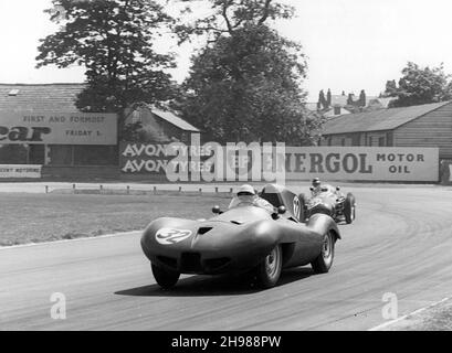 Connaught B-Alta von Ken McAlpine, British Grand Prix, Aintree, Merseyside, 1955. McAlpine zog sich nach 30 Runden aufgrund des Öldrucks aus dem Rennen zurück. Stockfoto