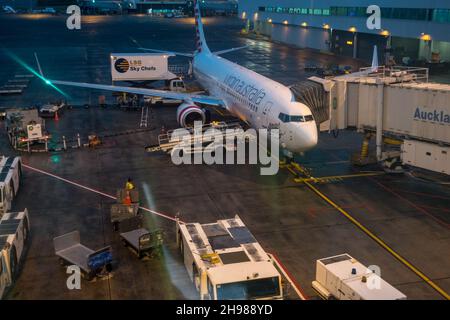 Air New Zealand Flugzeuge auf dem Terminal am Auckland International Airport, Auckland, Neuseeland. Mai 15 2016 Stockfoto