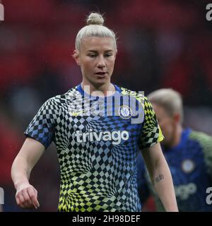 London, Großbritannien. 05th Dez 2021. Bethany England of Chelsea Women erwärmt sich am 5. Dezember 2021 beim Frauen-FA-Cup-Finale 2020/21 zwischen Arsenal Women und Chelsea Women im Wembley Stadium, London, England. Foto von Ken Sparks. Nur zur redaktionellen Verwendung, Lizenz für kommerzielle Nutzung erforderlich. Keine Verwendung bei Wetten, Spielen oder Veröffentlichungen einzelner Clubs/Vereine/Spieler. Kredit: UK Sports Pics Ltd/Alamy Live Nachrichten Stockfoto