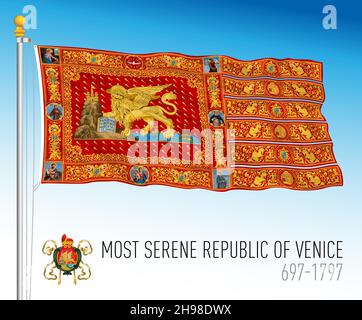 Historische Flagge der Republik Venedig, 697 - 1797, Vektorgrafik Stock Vektor