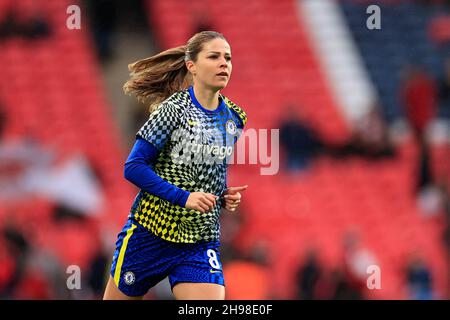 Am 12/5/2021 erwärmt sich die #von Chelsea von Melie Leupolz 8 für das Spiel in London, Großbritannien. (Foto von Conor Molloy/News Images/Sipa USA) Stockfoto