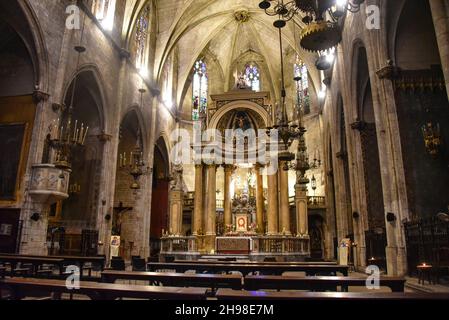 Barcelona, Spanien - 23 Nov, 2021: Innenraum der Basilika dels Sants Martirs Just i Pastor Kirche, Barcelona, Katalonien, Spanien Stockfoto