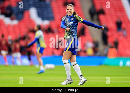 Am 12/5/2021 erwärmt sich die #von Chelsea von Melie Leupolz 8 für das Spiel in London, Großbritannien. (Foto von Conor Molloy/News Images/Sipa USA) Stockfoto