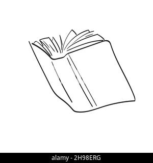 Linienkunst Open Book Illustration Vektor Hand gezeichnet isoliert auf weißem Hintergrund Stock Vektor