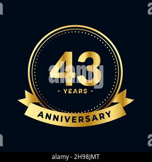 Vierzig drei Jahre Jubiläum Gold und Schwarz isoliert Vektor Stock Vektor