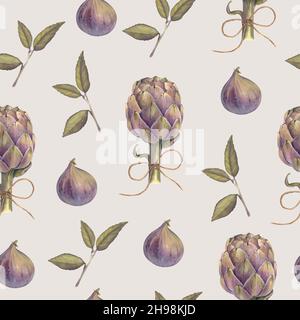 Nahtlose Vektorgrafik für Obst und Gemüse. Stock Vektor