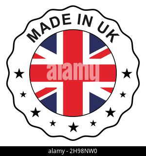 Made in UK-Siegel, Produkt-Tag-Label-Zeichen, Aufkleber Qualität Stempel Vektor Illustration. Stock Vektor