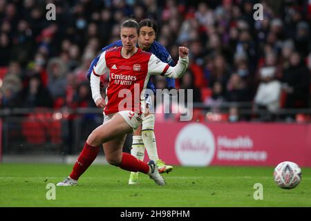 London, Großbritannien. 05th Dez 2021. Sam Kerr von Chelsea Women erzielt am 5. Dezember 2021 beim Frauen-FA-Cup-Finale 2020/21 zwischen Arsenal Women und Chelsea Women im Wembley Stadium, London, England, 0-2 Punkte. Foto von Ken Sparks. Nur zur redaktionellen Verwendung, Lizenz für kommerzielle Nutzung erforderlich. Keine Verwendung bei Wetten, Spielen oder Veröffentlichungen einzelner Clubs/Vereine/Spieler. Kredit: UK Sports Pics Ltd/Alamy Live Nachrichten Stockfoto