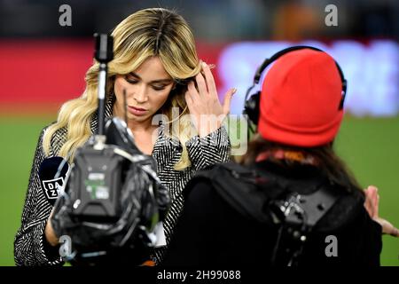 Rom, Italien. 04th Dez 2021. Die DAZN TV-Moderatorin Diletta Leotta vor dem Fußballspiel der Serie A zwischen AS Roma und dem FC Internazionale im Olimpico-Stadion in Rom (Italien), 4th. Dezember 2021. Foto Andrea Staccioli/Insidefoto Kredit: Insidefoto srl/Alamy Live News Stockfoto