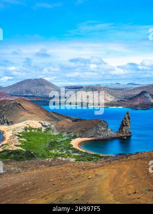 Ansicht der beiden Strände Bartolome Insel auf den Galapagos Inseln in Ecuador Stockfoto