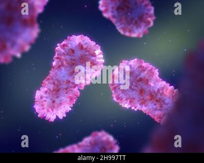 Tupanviren gehören zur Familie der Mimiviridae und gehören zu den größten Viren. Riesige Viren können größer sein als Bakterien. Stockfoto