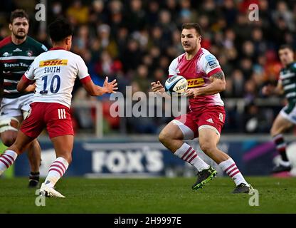 Leicester, Großbritannien. 05th Dez 2021. Premiership Rugby. Leicester Tigers V Harlequins. Mattioli Woods Welford Road Stadium. Leicester. Andre Esterhuizen (Harlekine). Kredit: Sport In Bildern/Alamy Live Nachrichten Stockfoto