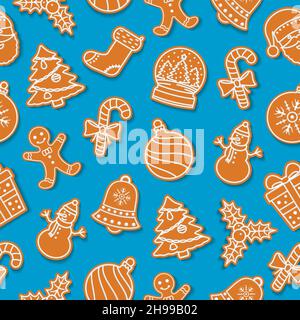 Weihnachten Lebkuchen Cookies nahtlose Muster Stock Vektor