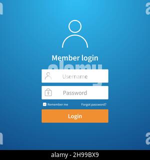 Anmeldeformular. Website ui Konto Bildschirm Seite registrieren Benutzerschnittstelle Profil Eintrag senden Netzwerk Vektor Login-Vorlage Stock Vektor